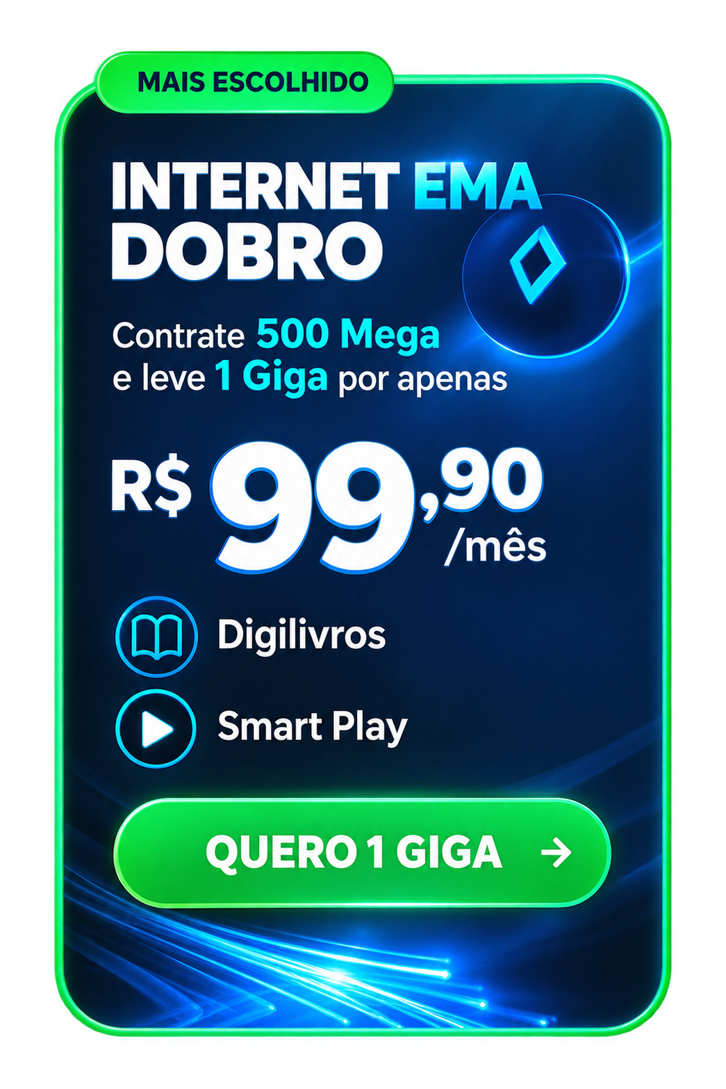 Plano Internet em Dobro: contrate 500 Mega e leve 1 Giga por R$ 99,90 por mês